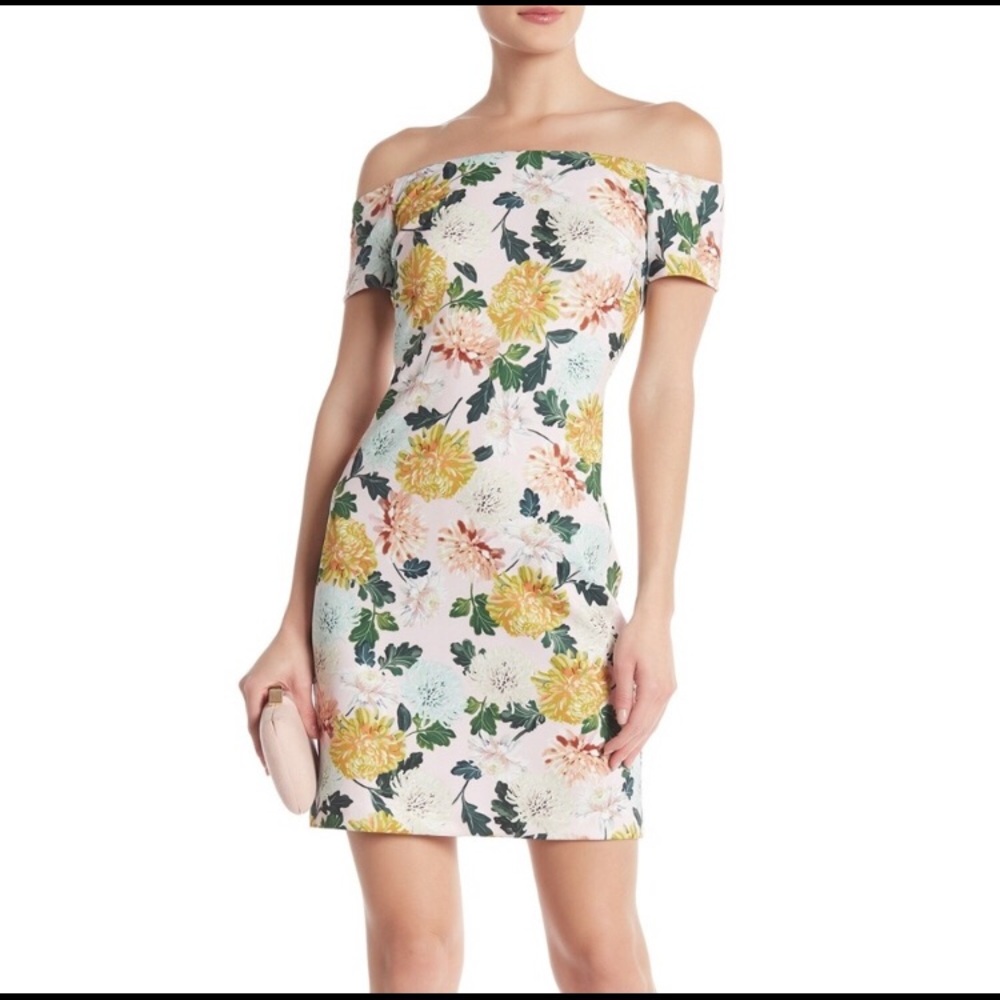 Sam Edelman Floral Scuba Off-the-Shoulder Dress